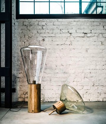 Broste Copenhagen staande lamp vloerlamp glas en hout